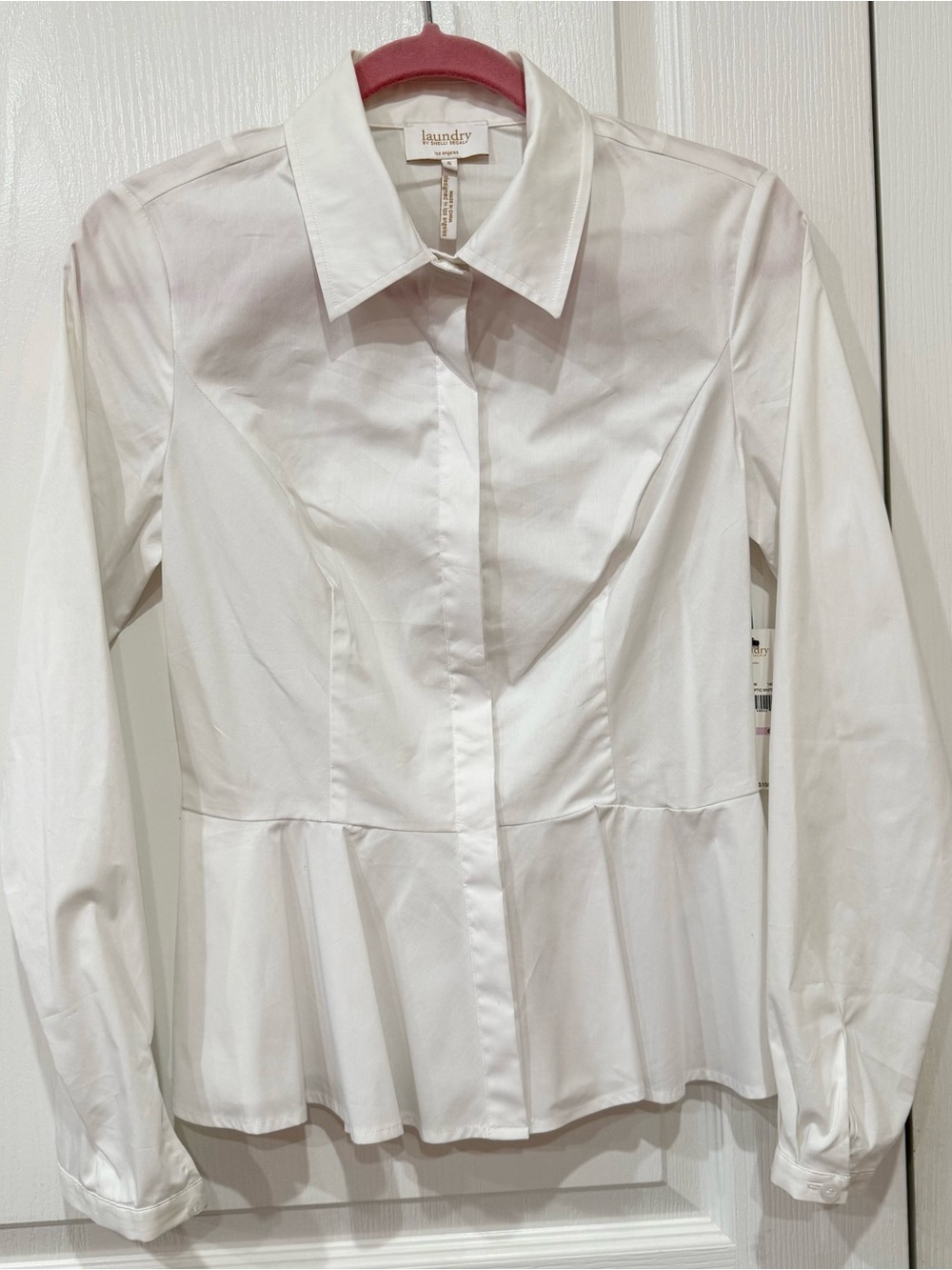 Laundry By Shelli Segal White Peplum Button-Down Blouse